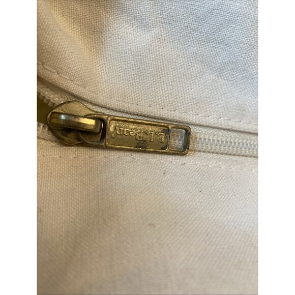 L.L. Bean Boat Tote Green Canvas Bag M Long Handles Zip Top USA “Luke” Monogram - Picture 9 of 16